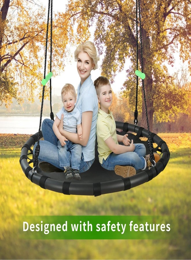 TBMLC 40 inch Diameter Saucer Swing - 1 Inch Diameter&1MM Thick Sturdy Steel Frame with Thick Foam Pipe Cover and Durable PP Mat - Perfect for Outdoor Fun and Relaxation (40 inch Diameter, Black) - Image 2